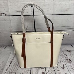 Cluci Laptop Travel‎ Tote Bag White Padded Double Strap Inner Pockets